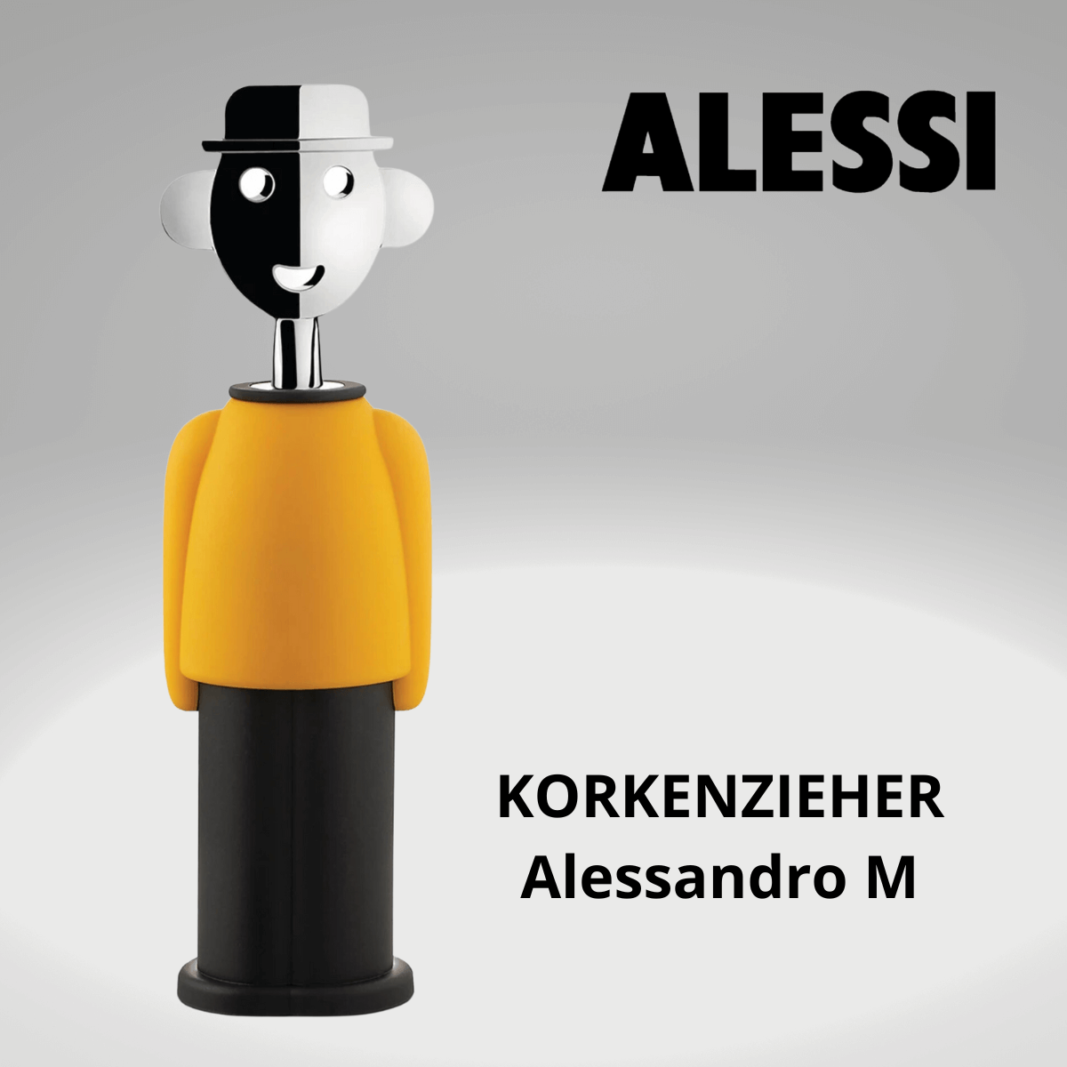 Alessi Korkenzieher Alessandro M - gelb und schwarz