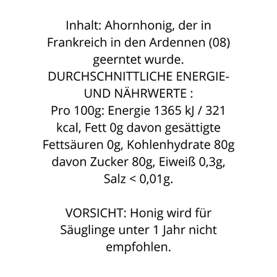 Miel et Miels® -In Frankreich in den Ardennen geernteter Ahornhonig (150g)