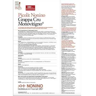 Nonino Grappa "Hall of Fame" Nonino picolit (0,5l)