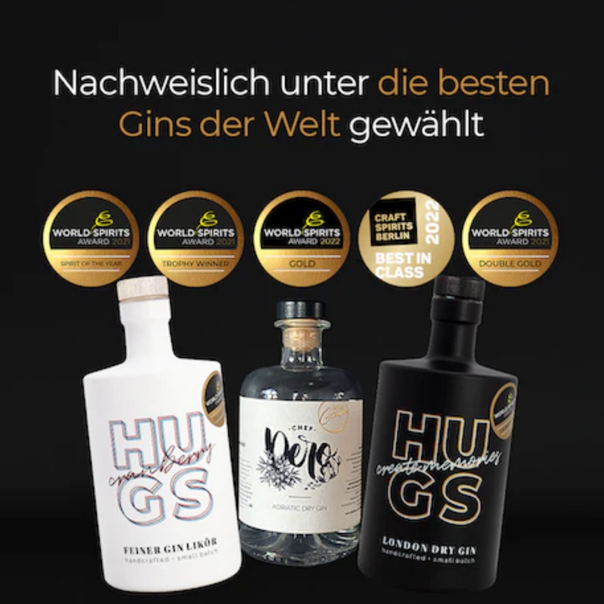HUGS - Testsieger Gin Tastingbox (3 x 0,1l) – HELP & ENJOY