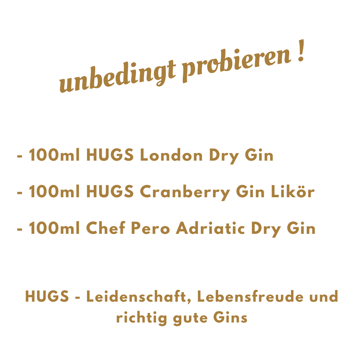 HUGS - Testsieger Gin Tastingbox (3 x 0,1l)