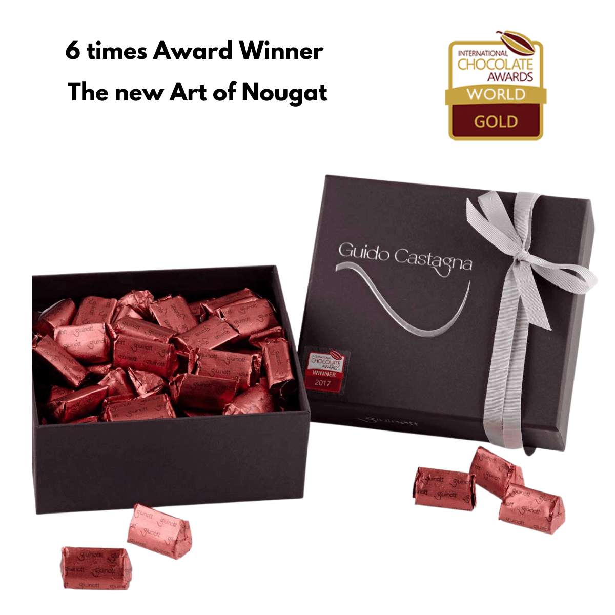 Guido Castagna Giuinott - mehrfacher Gold Award Gewinner der International Chocolate Awards in dekorativer Geschenkschachtel. Ideal auch zum Muttertag