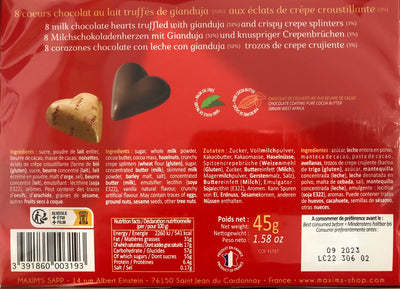 Maxim‘s Geschenkbox mit 8 Schokoladenherzen (45g)