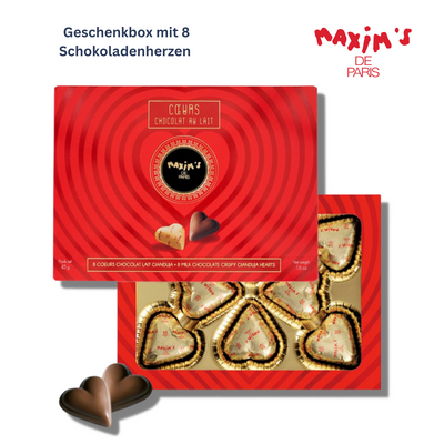 Maxim‘s Geschenkbox mit 8 Schokoladenherzen (45g)